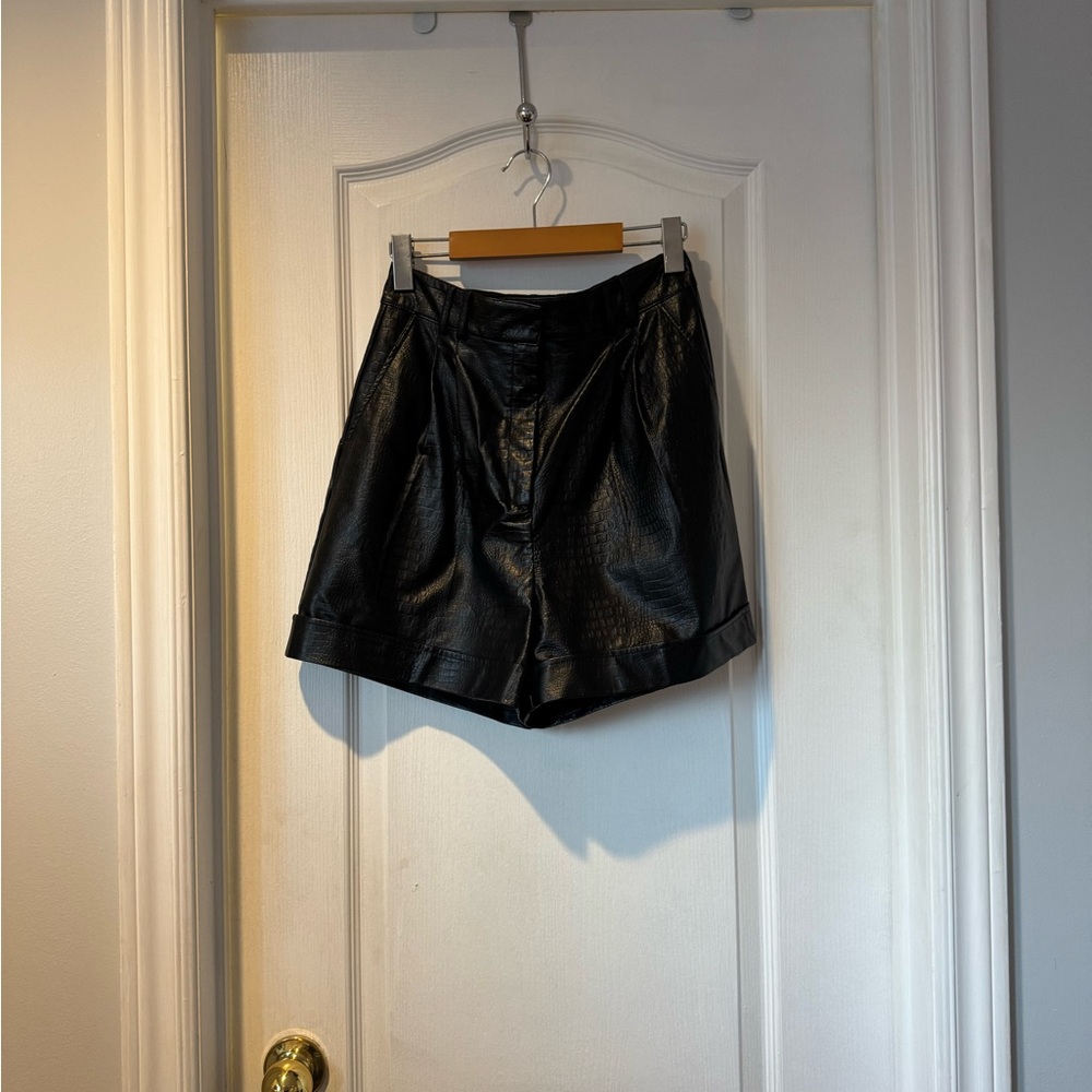 Dynamite High Waist Black Leather Shorts